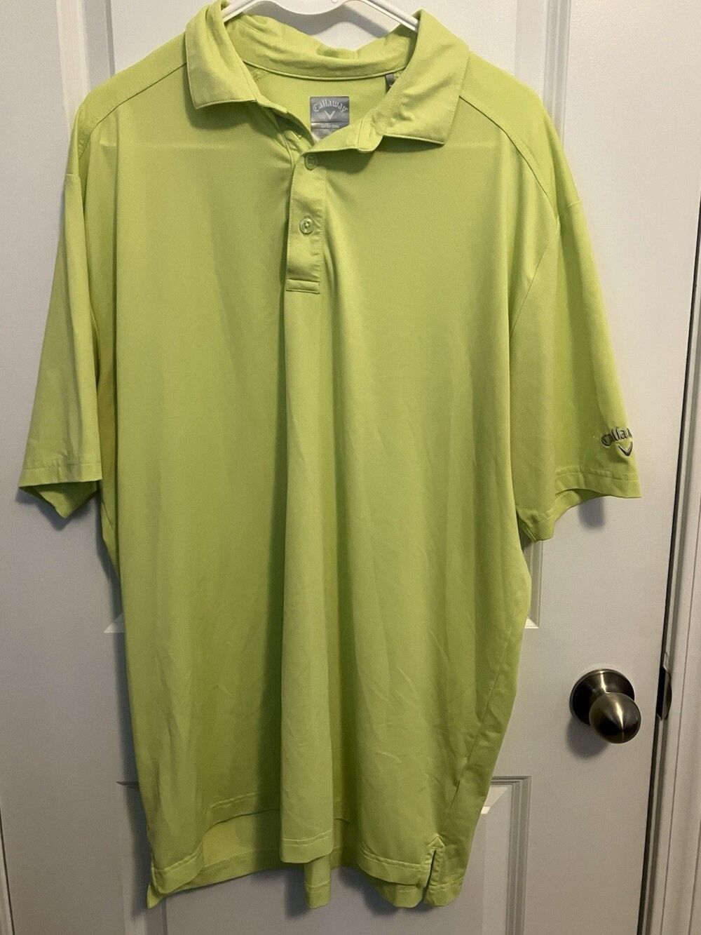 Callaway Golf Shirt Mens Large Optidry Lime Green Collared Polo Short Sleeve